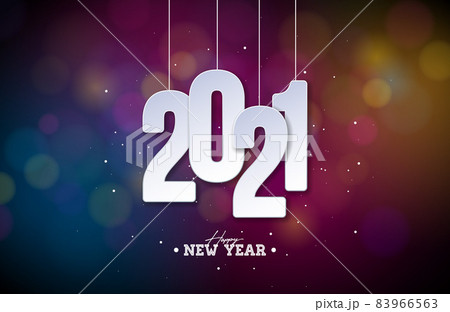 2022 Happy New Year Illustration with White Cutout Number on Colorful Shiny Background. Vector Christmas Holiday Season Design for Flyer, Greeting Card, Banner, Celebration Poster, Party Invitation or 83966563