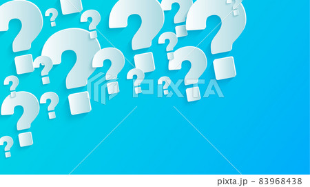 Blue background with question mark. paper question marks large and small on bright blue background. 83968438