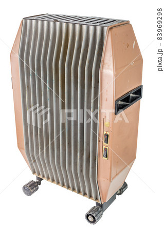 dirty old domestic electrical air heater isolated on white background 83969298