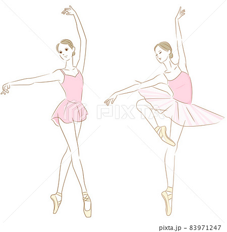 バレエを踊る女性 バレリーナのイラスト素材