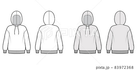 Hoody sweatshirt technical fashion illustration with long sleeves, oversized body, knit rib cuff, banded hem extra large Hoody sweatshirt technical fashion illustration with long sleeves, oversized body, knit rib cuff, banded hem extra large 83972368