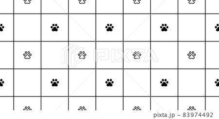 dog paw seamless pattern footprint vector checked french bulldog repeat wallpaper scarf isolated tile background cartoon puppy head pet doodle illustration design 83974492