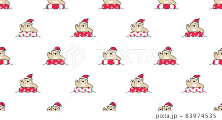 bear seamless pattern Christmas polar vector Santa Claus hat swimming ring repeat wallpaper teddy cartoon tile background illustration doodle scarf isolated design 83974535