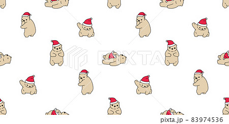 bear seamless pattern Christmas polar Santa Claus vector hat teddy cartoon repeat wallpaper tile background illustration scarf isolated doodle design 83974536