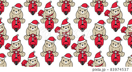 Bear seamless pattern christmas polar bear santa claus vector riding bike motorcycle scooter cartoon doodle repeat background tile wallpaper illustration design 83974537