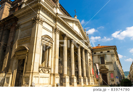 Chiesa di San Filippo Neri catholic church classicism style building with columns in old historical city centre 83974790