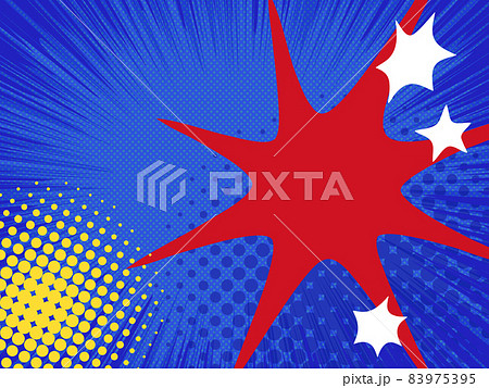 爆発のイメージの背景イラスト アメコミ風 青のイラスト素材