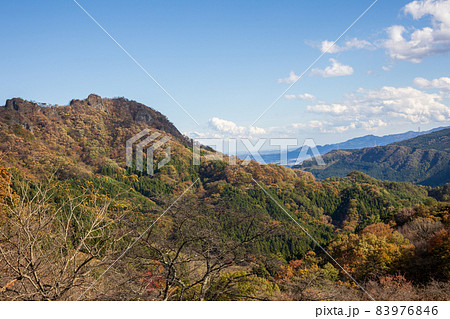 秋の妙義山　中之嶽駐車場より見る金鶏山 83976846