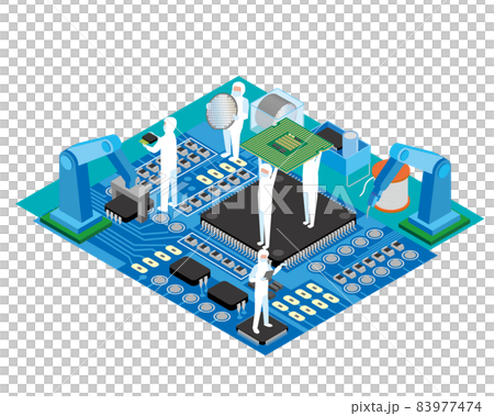 半導体電子部品製造工場アイソメトリックイメージ 半導体電子部品製造工場アイソメトリックイメージ 83977474