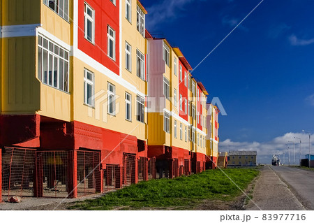 Colorful buildings in the village of Tavayvaam, located in the suburbs of Anadyr. Colorful buildings in the village of Tavayvaam, located in the suburbs of Anadyr. 83977716