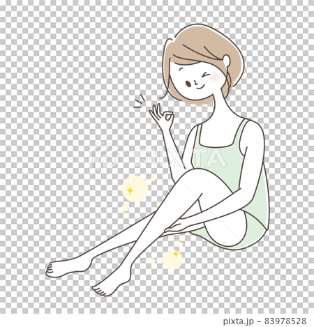 對美腿感到滿意的年輕女人 83978528