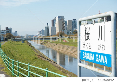 水戸市内を流れるさくら川 水戸市内を流れるさくら川 83980042