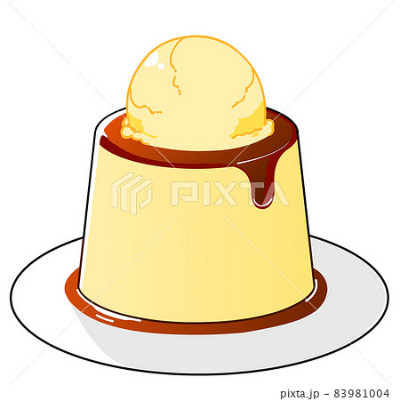 アイス乗せプリンのイラスト 83981004