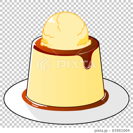 アイス乗せプリンのイラスト 83981004