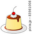 サクランボとクリームののったプリンのイラスト 83981008