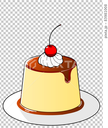 サクランボとクリームののったプリンのイラスト 83981008