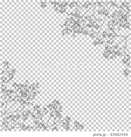 かすみ草のフレームの線画(正方形,ななめ) 83982430