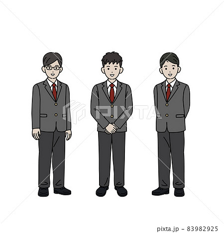 男子校　学生　友達　中高生　高校生　中学生　男の子　ブレザー　笑顔　全身 83982925