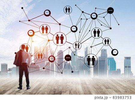 Social connection concept drawn on screen as symbol for teamwork and cooperation Social connection concept drawn on screen as symbol for teamwork and cooperation 83983753