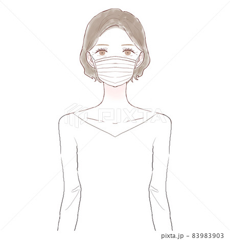 不織布マスクをしている中年女性 不織布マスクをしている中年女性 83983903