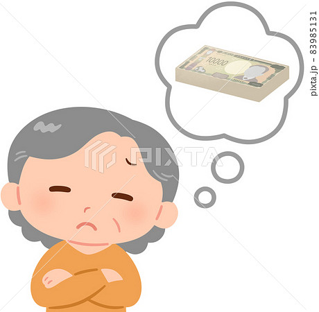 お金のことを考える高齢女性 お金のことを考える高齢女性 83985131