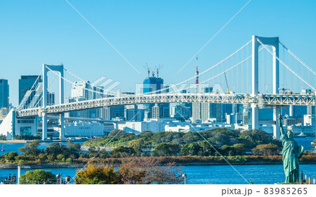 日本の東京都市景観 お台場(臨海副都心)から変貌する大都会・東京都心部を望む 日本の東京都市景観 お台場(臨海副都心)から変貌する大都会・東京都心部を望む 83985265