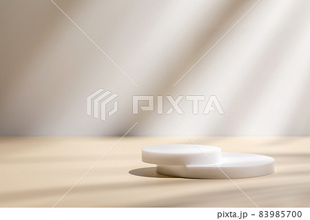 scene with circle podiums on beige background and shadows scene with circle podiums on beige background and shadows 83985700