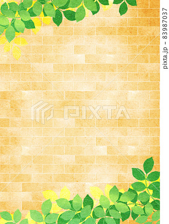 背景素材 レンガ ブロック 壁 新緑 青葉 木の葉 83987037