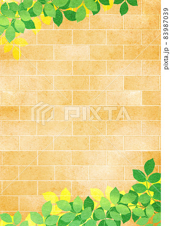 背景素材 レンガ ブロック 壁 新緑 青葉 木の葉 83987039