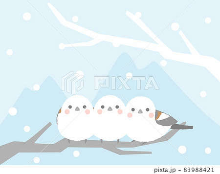 シマエナガと雪の冬のイラスト シマエナガと雪の冬のイラスト 83988421