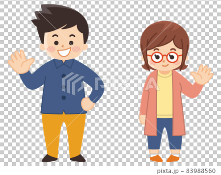 Young men and women in autumn clothes Autumn 83988560