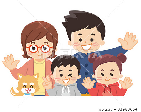 仲良し親子とペットの犬 秋のイラスト素材 9664 仲良し親子とペットの犬 秋のイラスト素材 9664