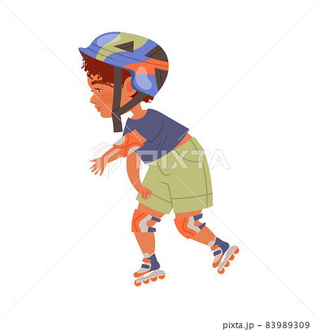 Rollerblading Boy, Cute Child Roller Skating Kid Outdoor Activity ...