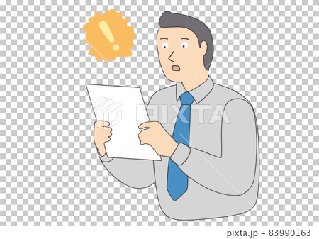 A businessman line drawing surprised by looking at the documents A businessman line drawing surprised by looking at the documents 83990163