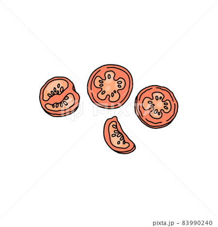 Tomato or cherry tomatoes sliced and cut, vector illustration isolated. Tomato or cherry tomatoes sliced and cut, vector illustration isolated. 83990240