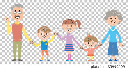 祖父母　孫　手つなぎ　イラスト 83990409