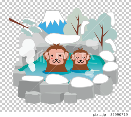 Open-air bath hot spring monkey winter 83990719