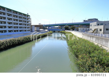 名古屋市瑞穂区南区　青峰橋から眺める山崎川の風景 83990721