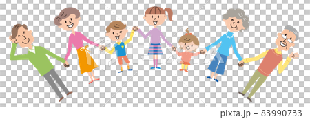 3rd generation family hand-tied illustration 83990733