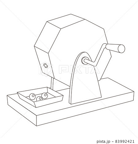 ガラポン抽選機の線画イラストのイラスト素材