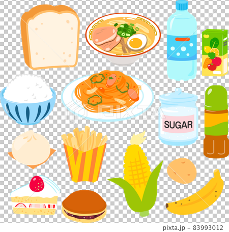 糖質を多く含む食品のイラストセット 83993012