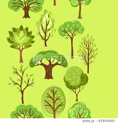 Spring or summer seamless pattern with stylized trees. 83993683