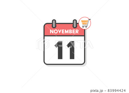 独身の日・Singles' Day - ショッピングカートのバッジ付き11月11日のカレンダー 独身の日・Singles' Day - ショッピングカートのバッジ付き11月11日のカレンダー 83994424