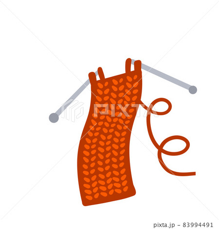 Knitting needles. Handmade hobby. Woolen threads and yarn. Flat cartoon illustration isolated on white 83994491