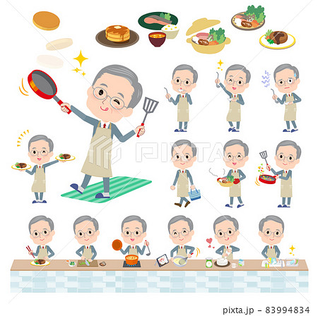 料理に関するビジネスシニア男性のセット 83994834