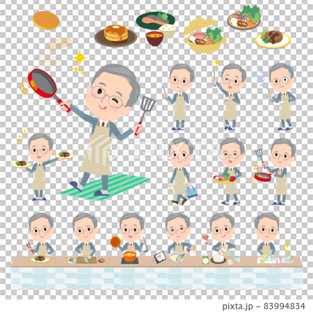 料理に関するビジネスシニア男性のセット 83994834
