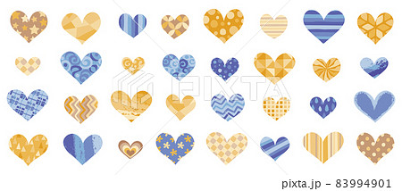 ハート セット 黄色や青のイラスト素材