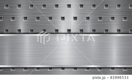 Metal background with holes and a polished plate 83996533