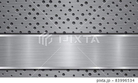 Metal background with holes and a polished plate 83996534