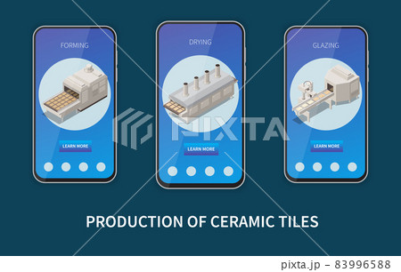 Production Of Ceramic Tiles Isometric Design Concept 83996588